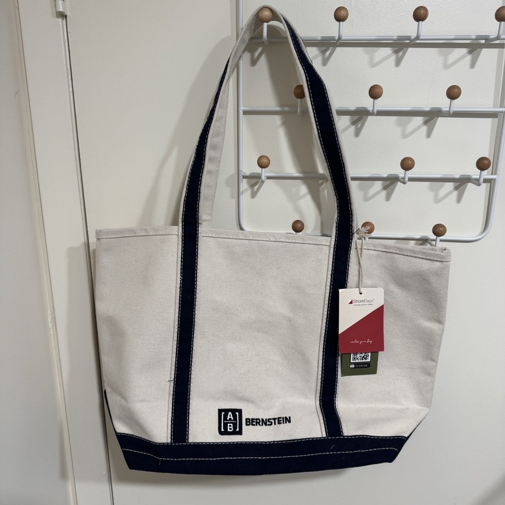 Alliance Bernstein ShoreBags Wall Street Ivory Black Canvas Bankers Bag - NWT